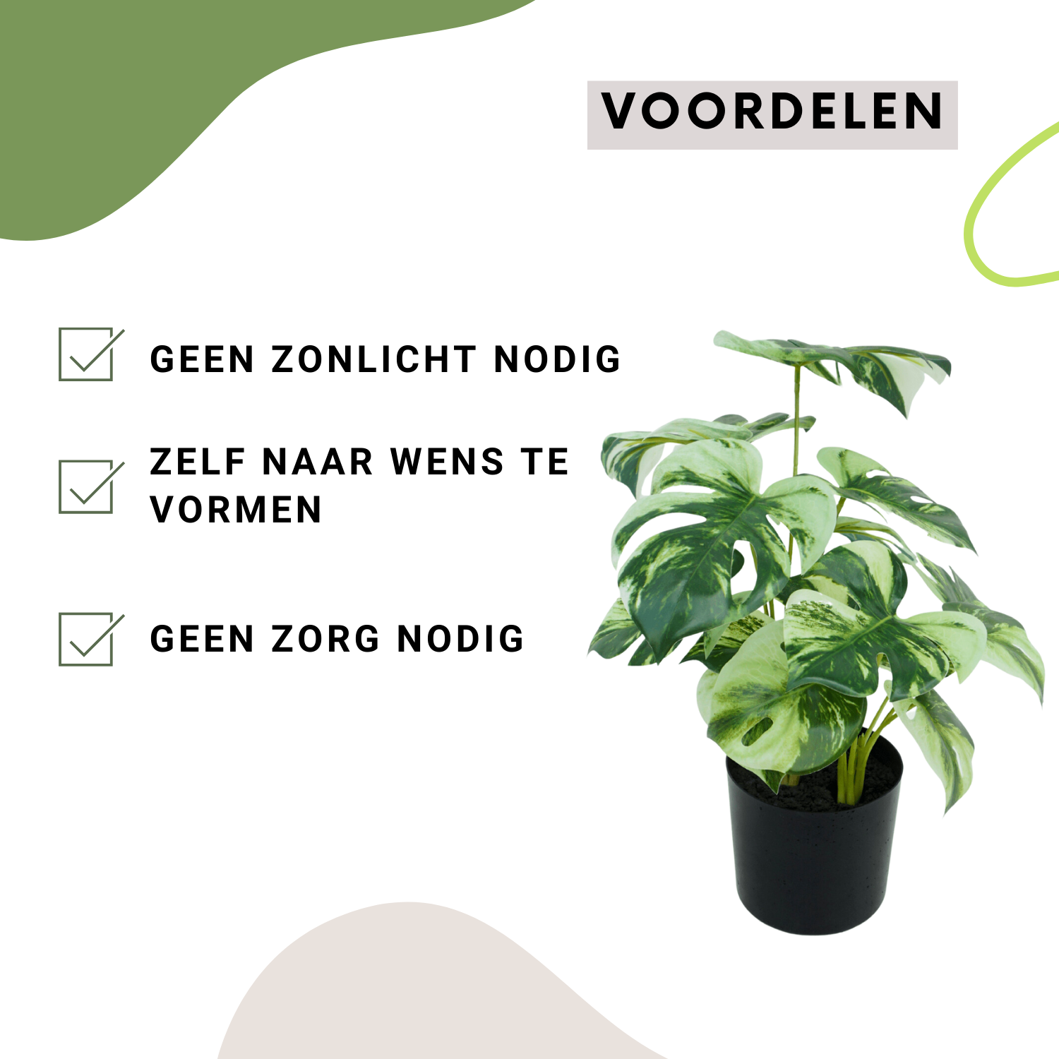 3st. Monstera Kunstplant 40cm