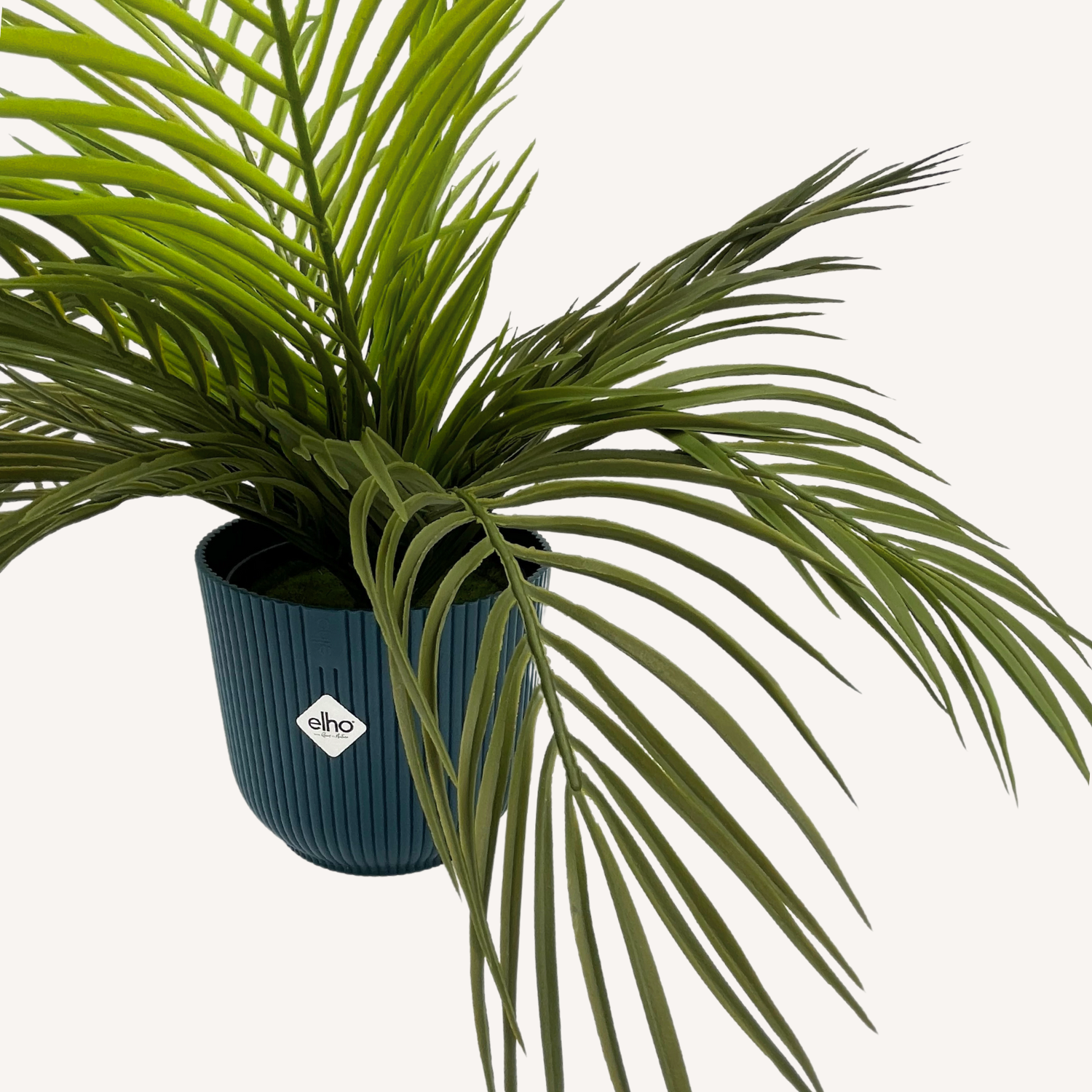 Set van 2x Kunstpalm 40cm & 2x Elho Vibes Fold rond 16 cm Deep Blue