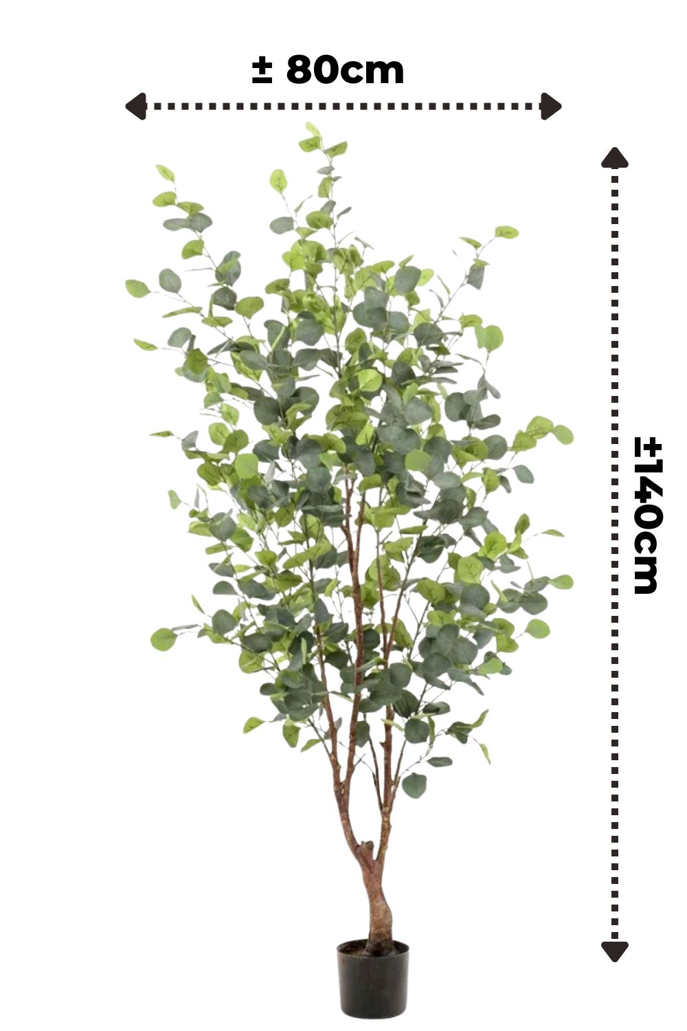 afmetingen eucalyptus kunstboom 140cm