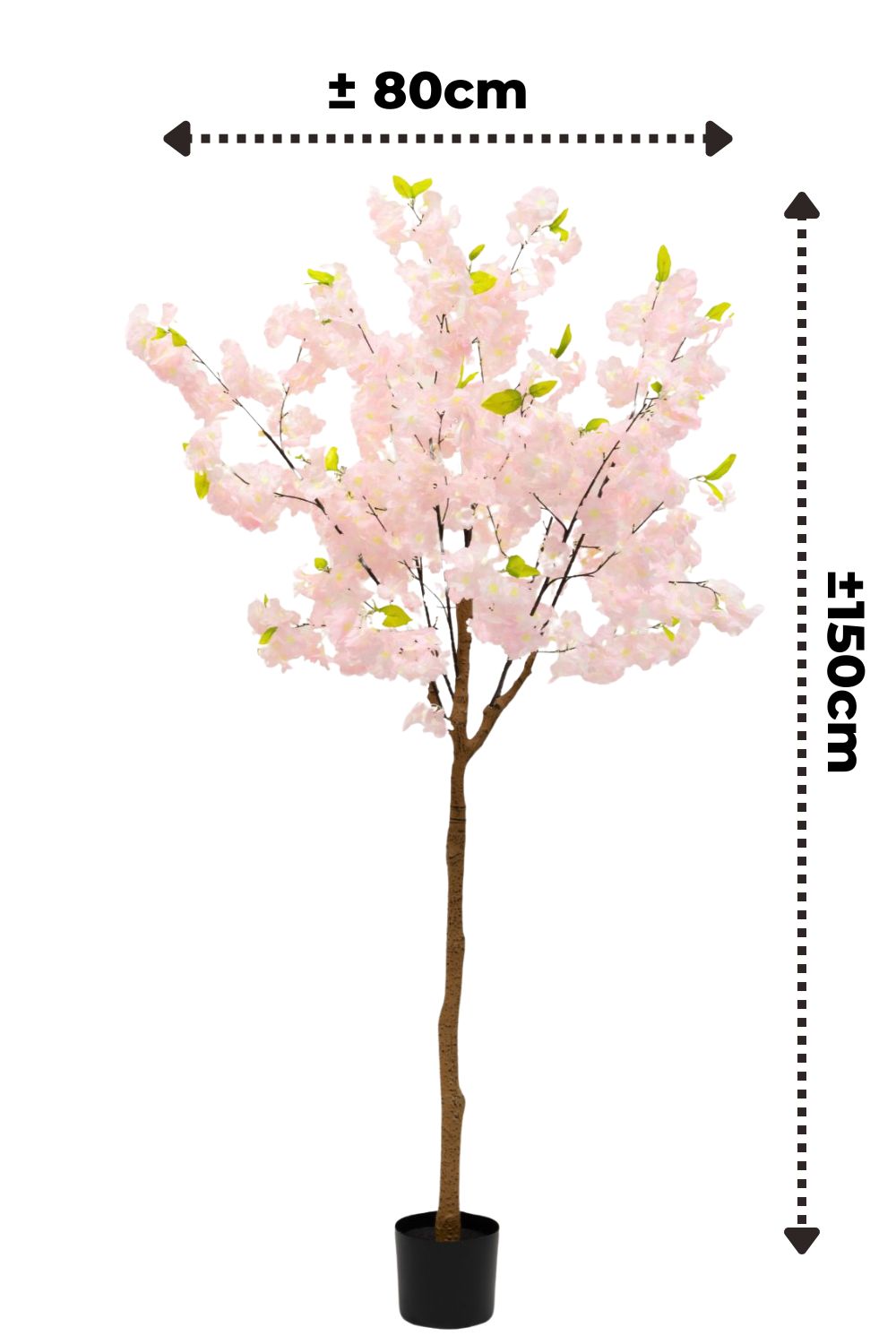 afmetingen kunst kersenbloesem 150cm roze