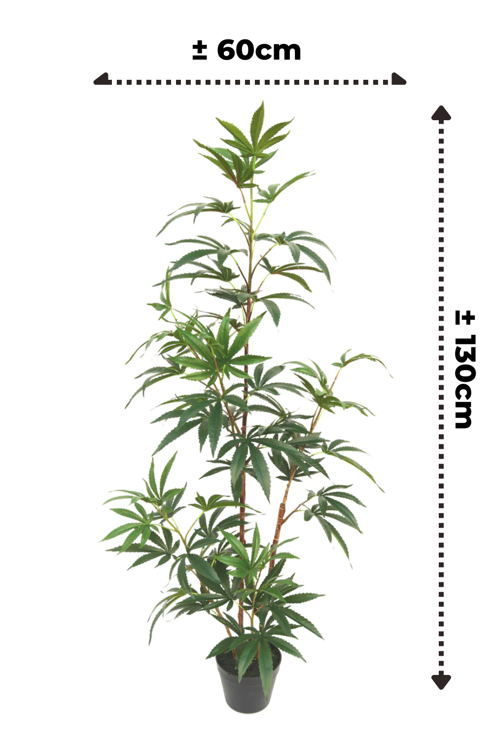 afmetingen aralia kunstplant 130cm