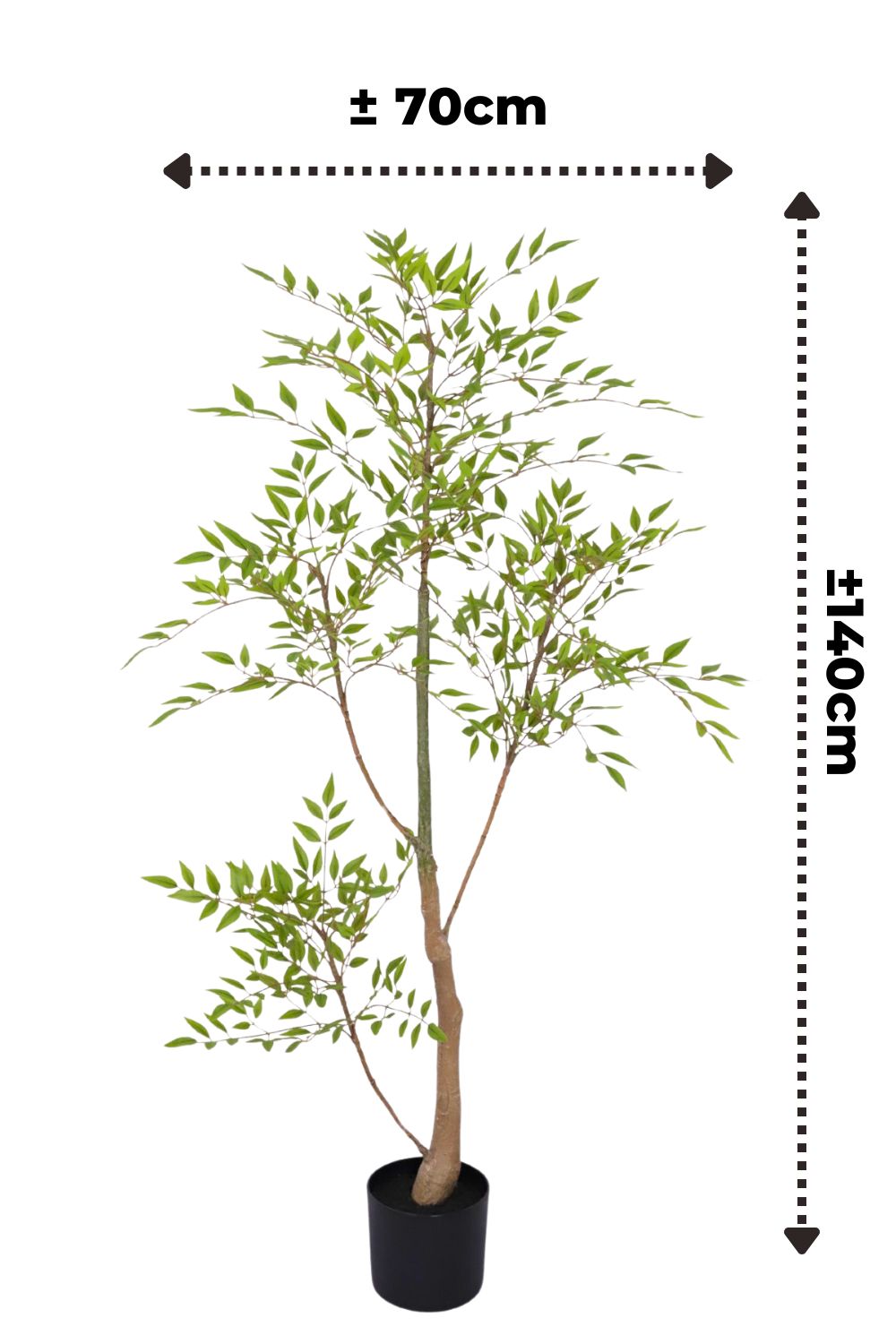 afmetingen Nandina kunstplant 140cm