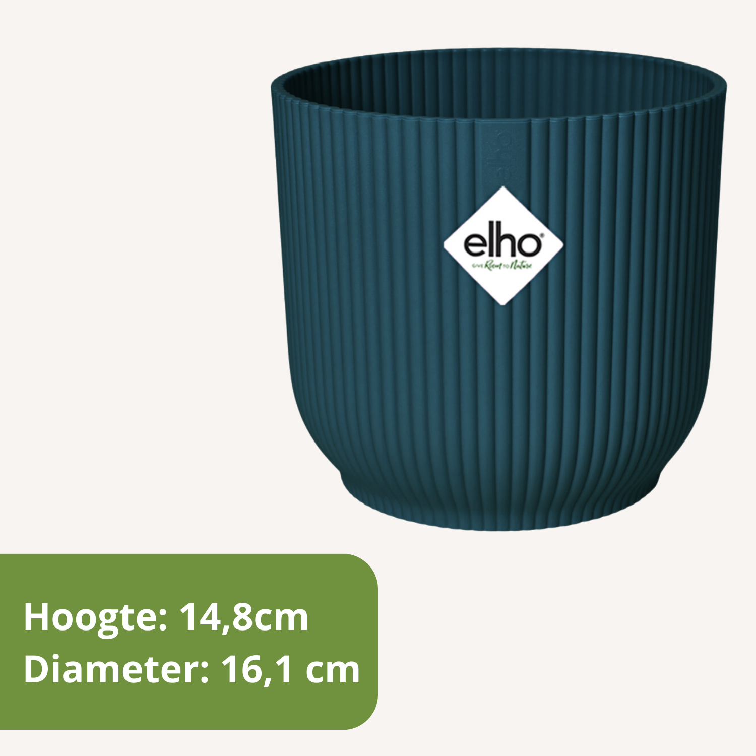 Set van 2x Kunstpalm 40cm & 2x Elho Vibes Fold rond 16 cm Deep Blue