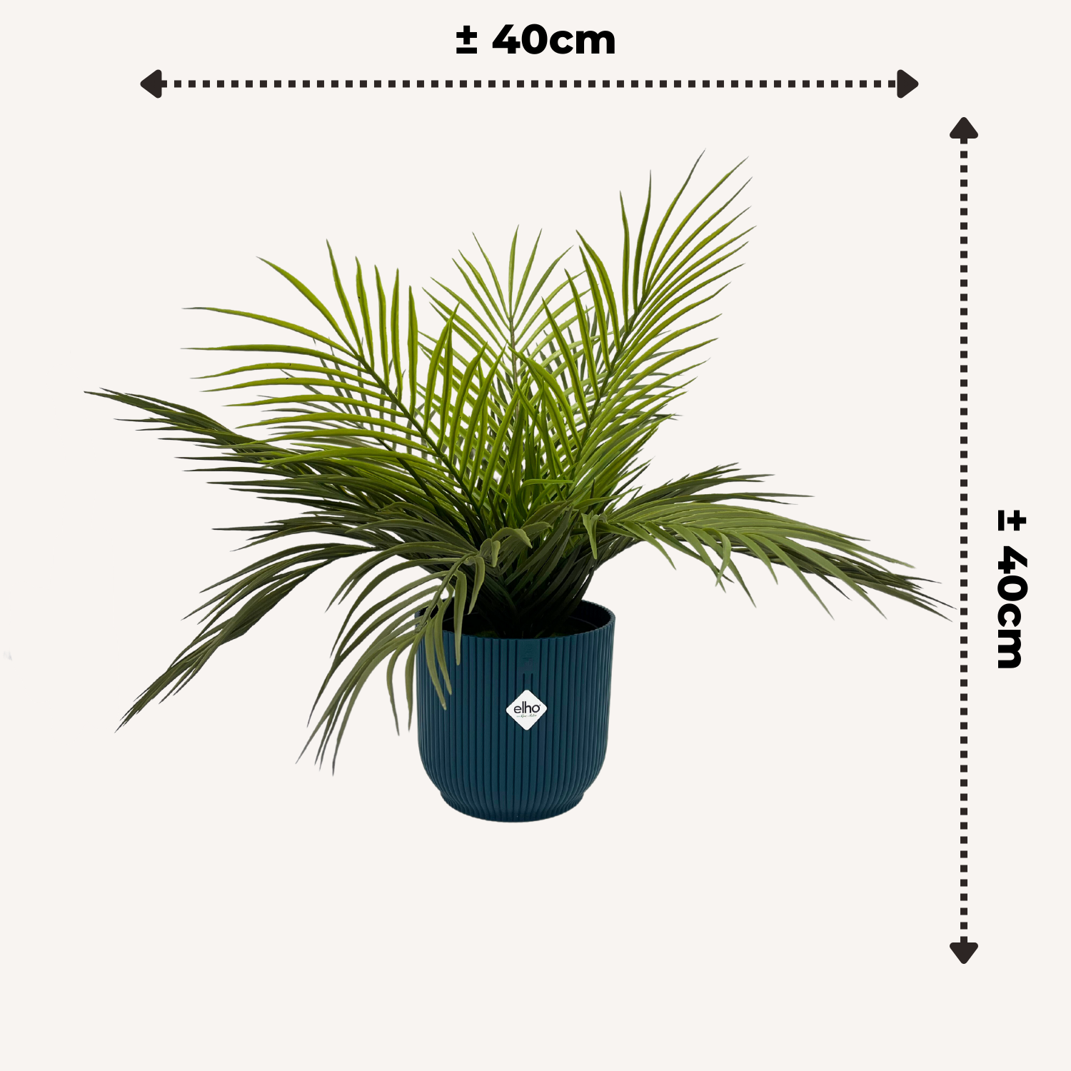 Set van 2x Kunstpalm 40cm & 2x Elho Vibes Fold rond 16 cm Deep Blue
