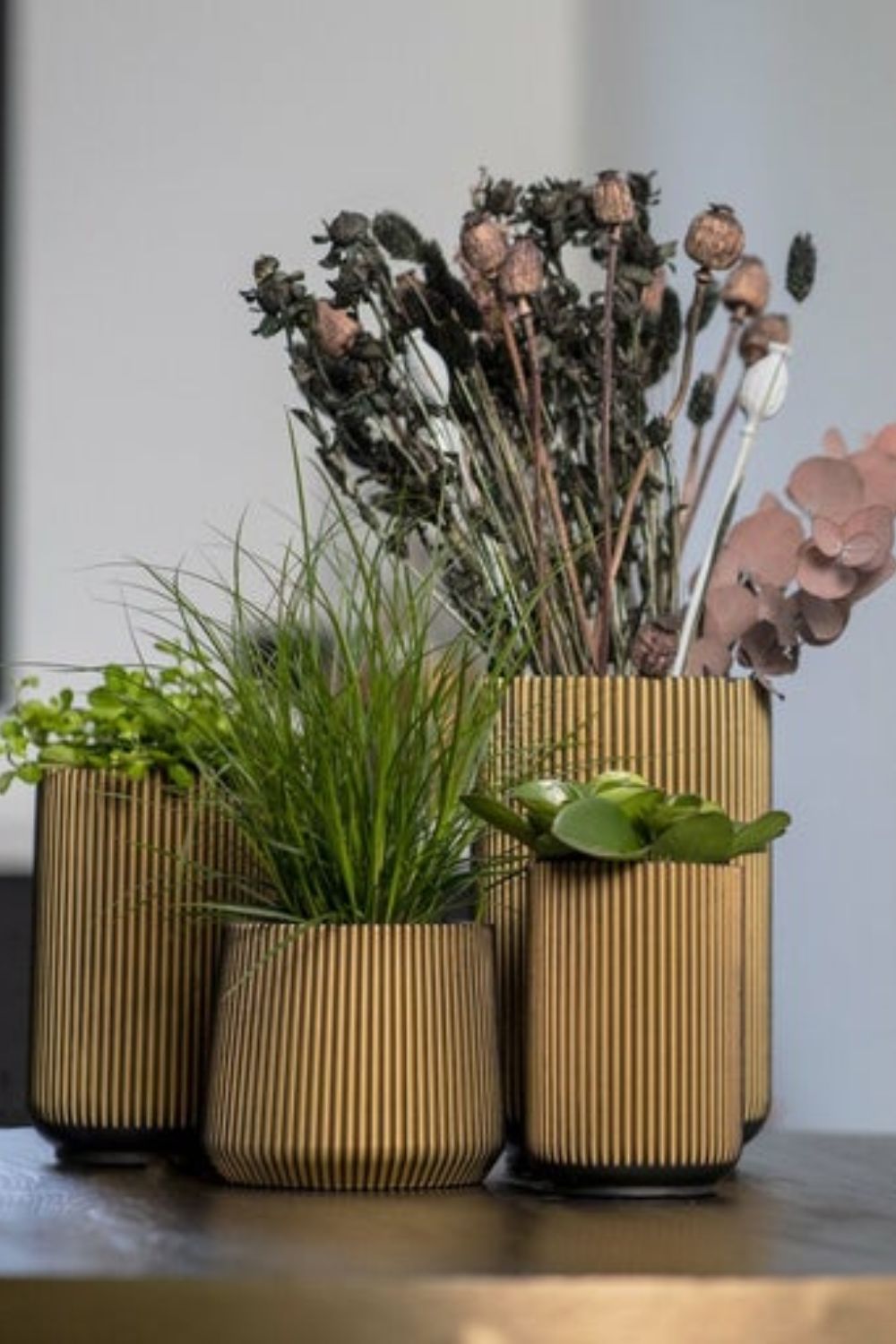 Capi Bloempot Groove Sandbag 20x17 Zwart/Goud