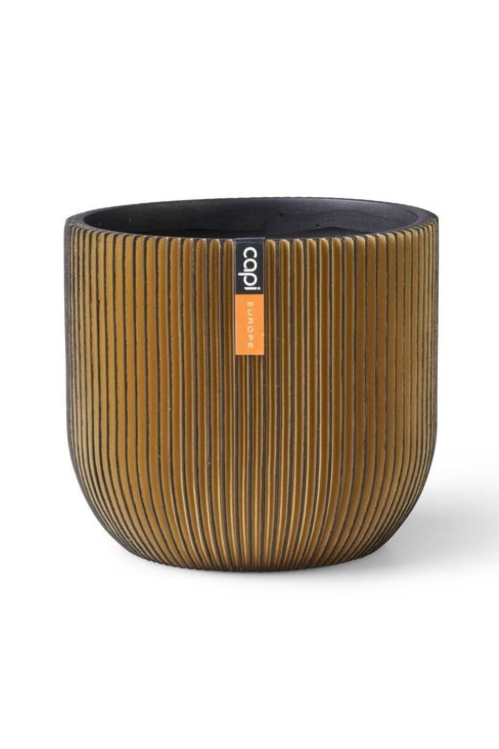 Capi bloempot Groove bol 24x21 zwart/goud