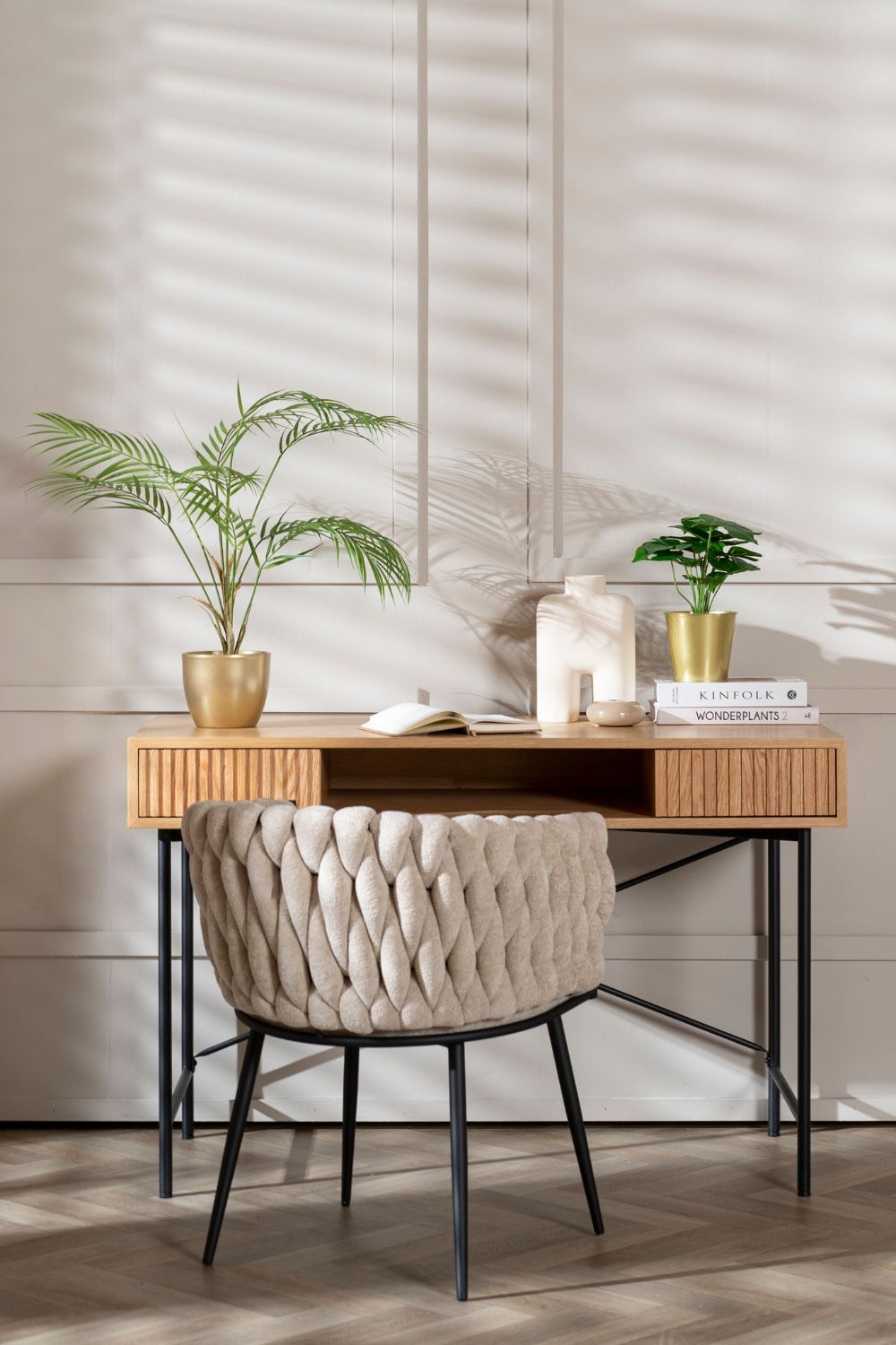 sfeerimpressie kunstpalm 85cm in gouden pot