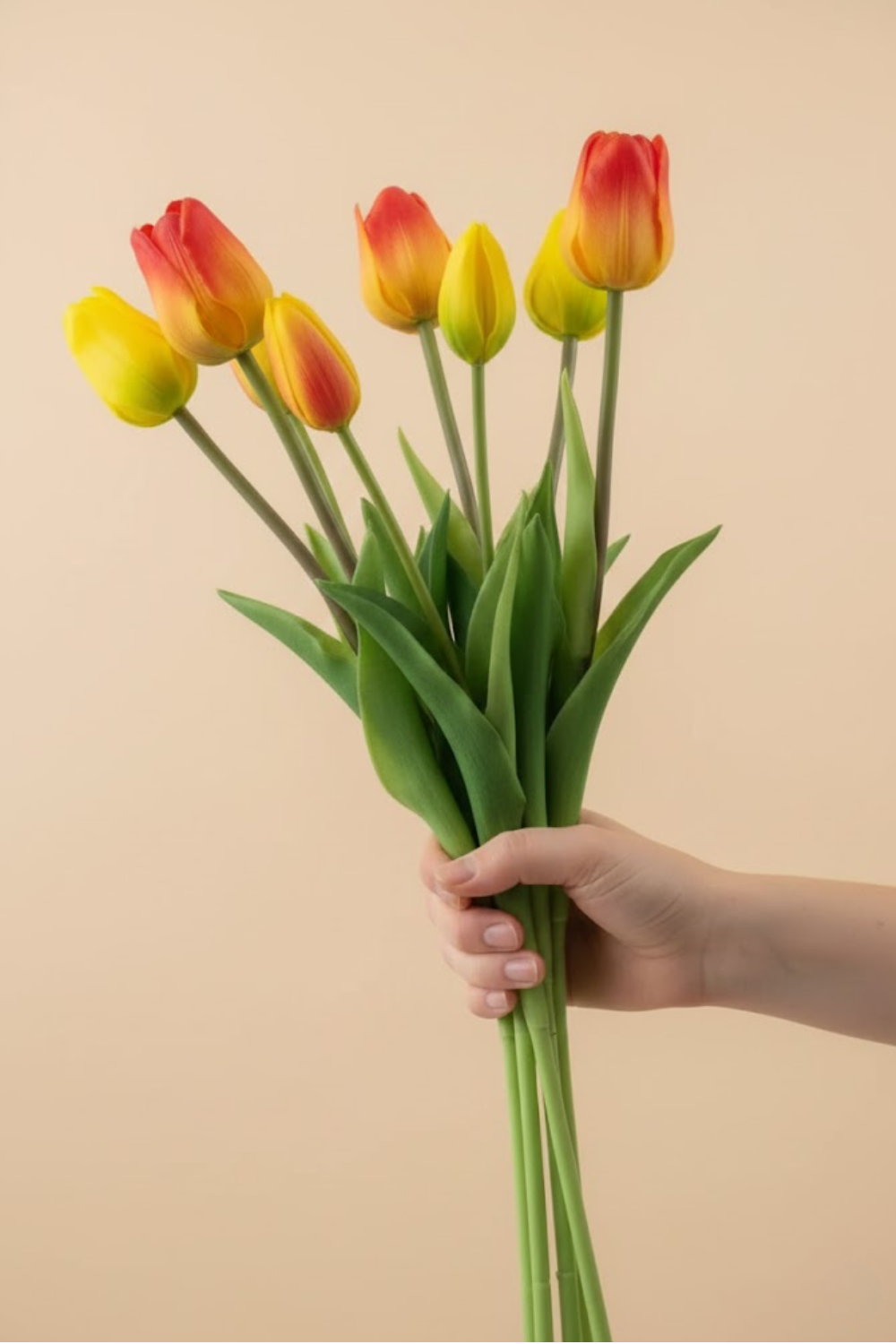 Kunsttulpen 7st. Geel/Oranje 47cm