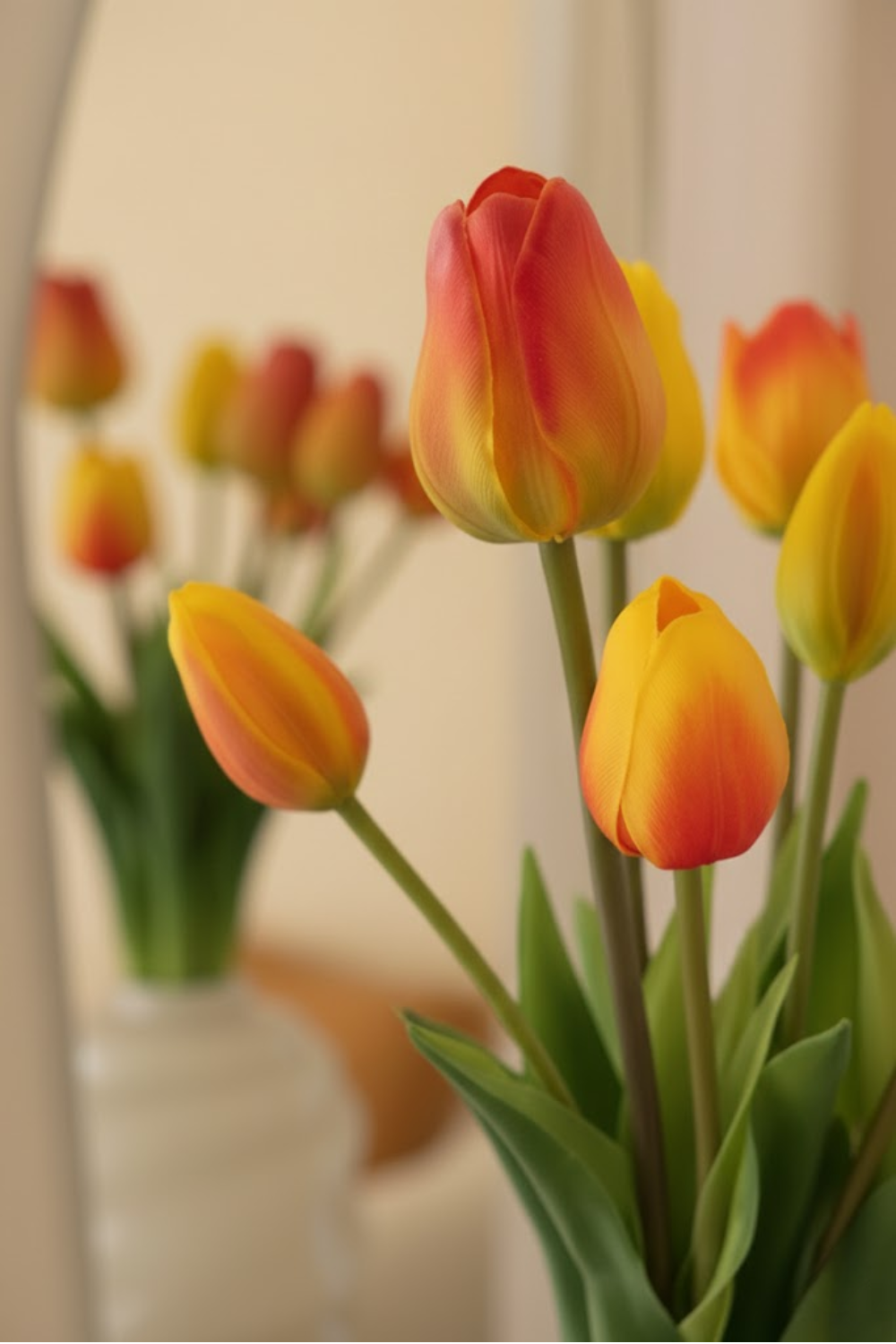 Kunsttulpen 7st. Geel/Oranje 47cm