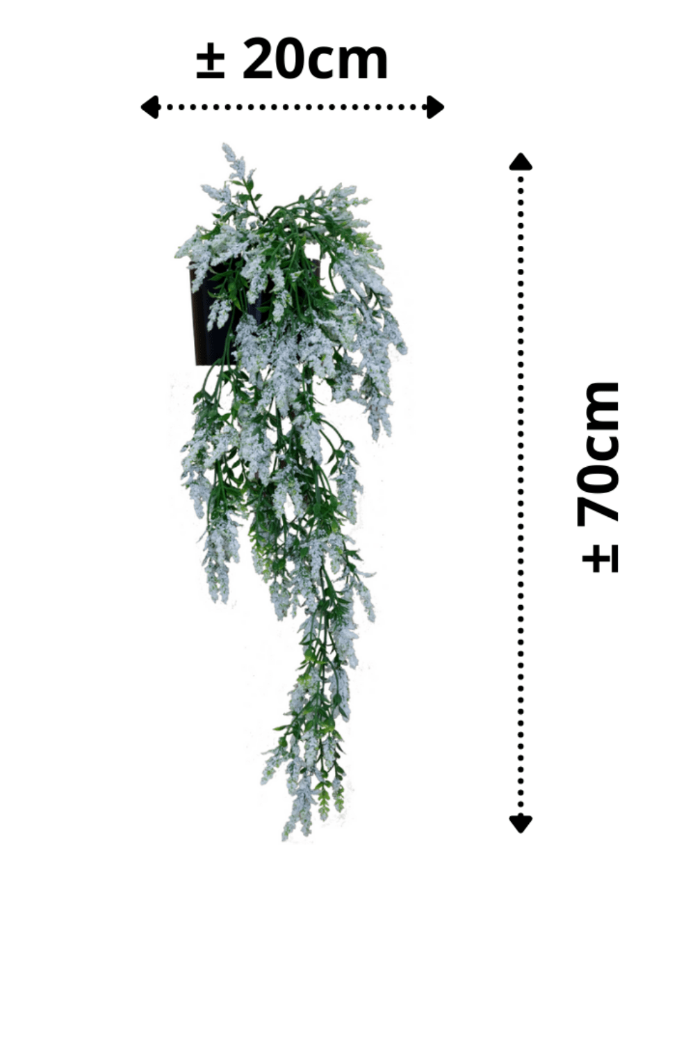 afmetingen Kunst Hangplant Wit 70cm