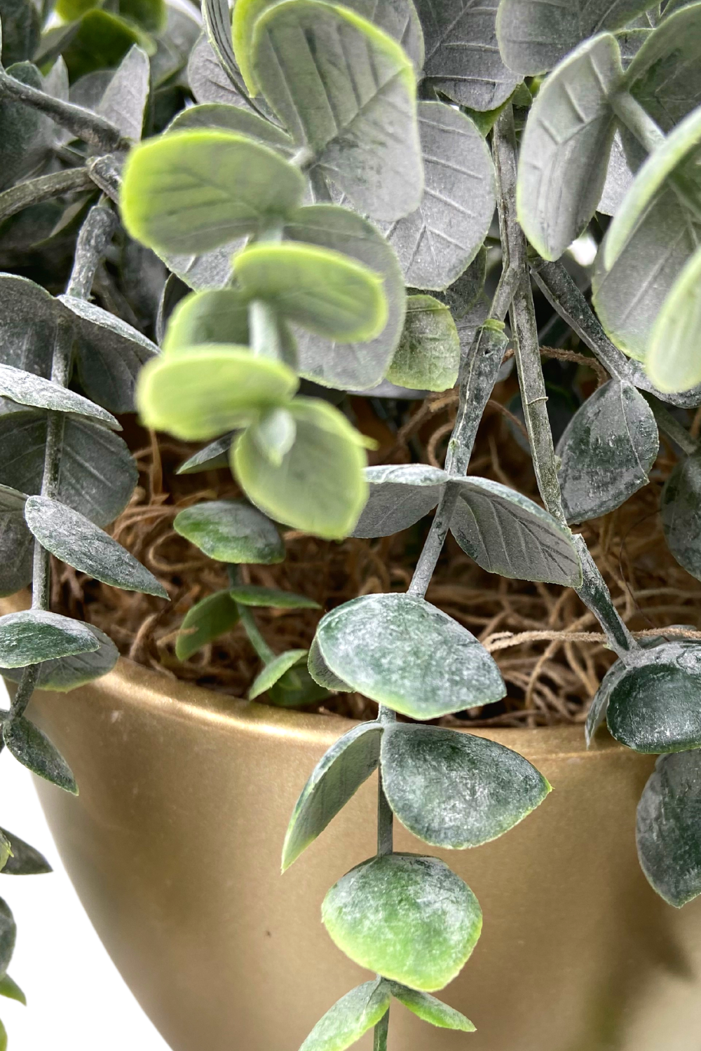 Eucalyptus Kunst Hangplant in gouden pot 75cm