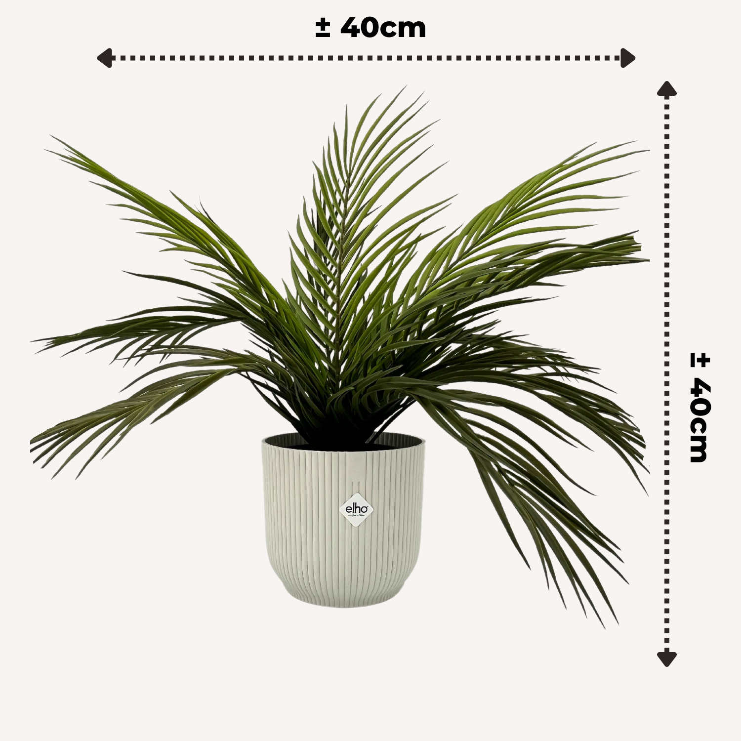 Set van 2x Kunstpalm 40cm & 2x Elho Vibes Fold rond 16 cm Silky White