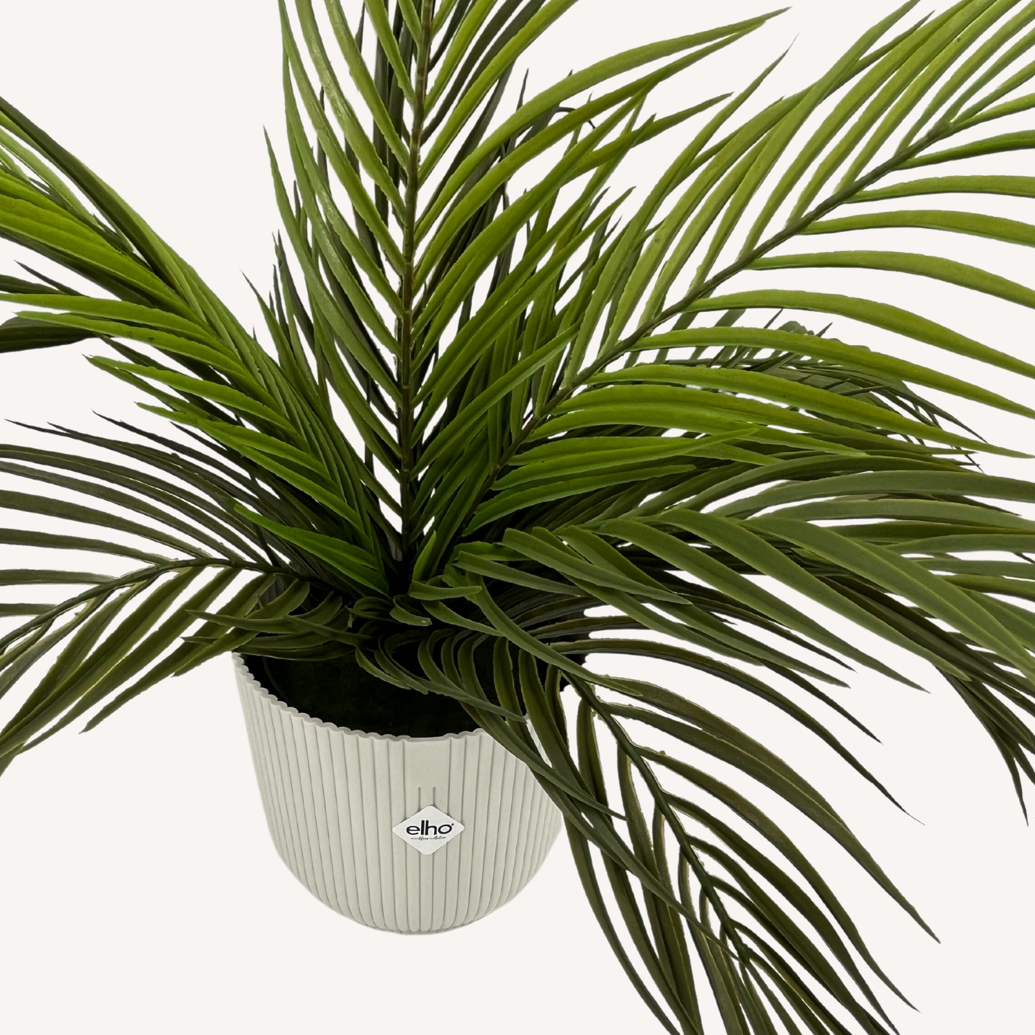 Set van 2x Kunstpalm 40cm & 2x Elho Vibes Fold rond 16 cm Silky White