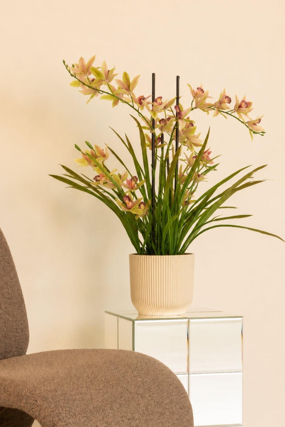 Meadow Orchidee kunstplant Lichtroze 70cm