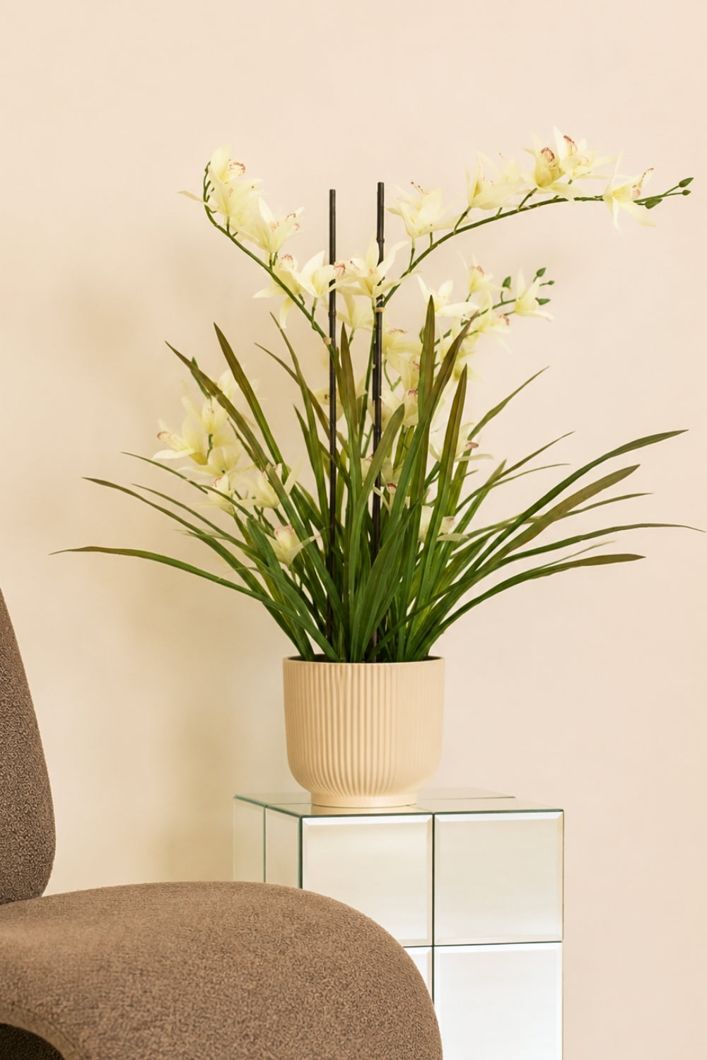 Meadow Orchidee kunstplant Creme 70cm