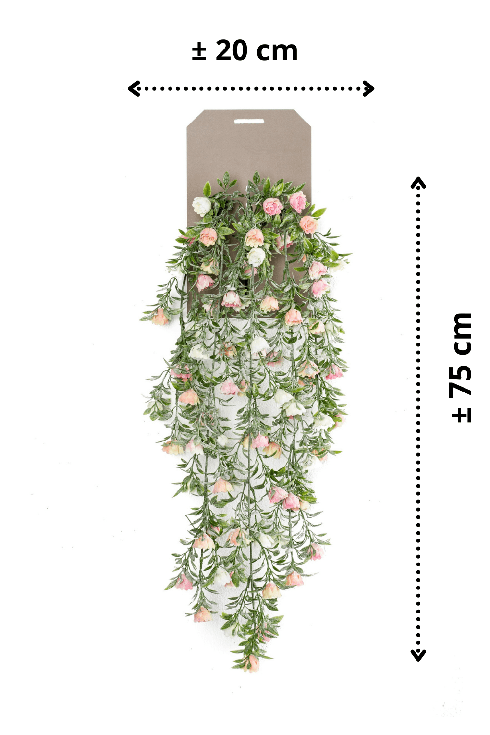 afmetingen Rozen Kunst Hangplant Crème/Roze 75cm