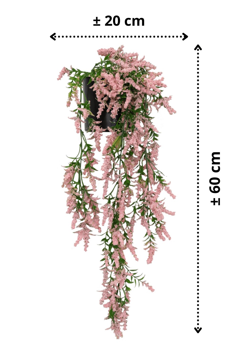 afmetingen Kunst Hangplant Lichtroze 2 70cm