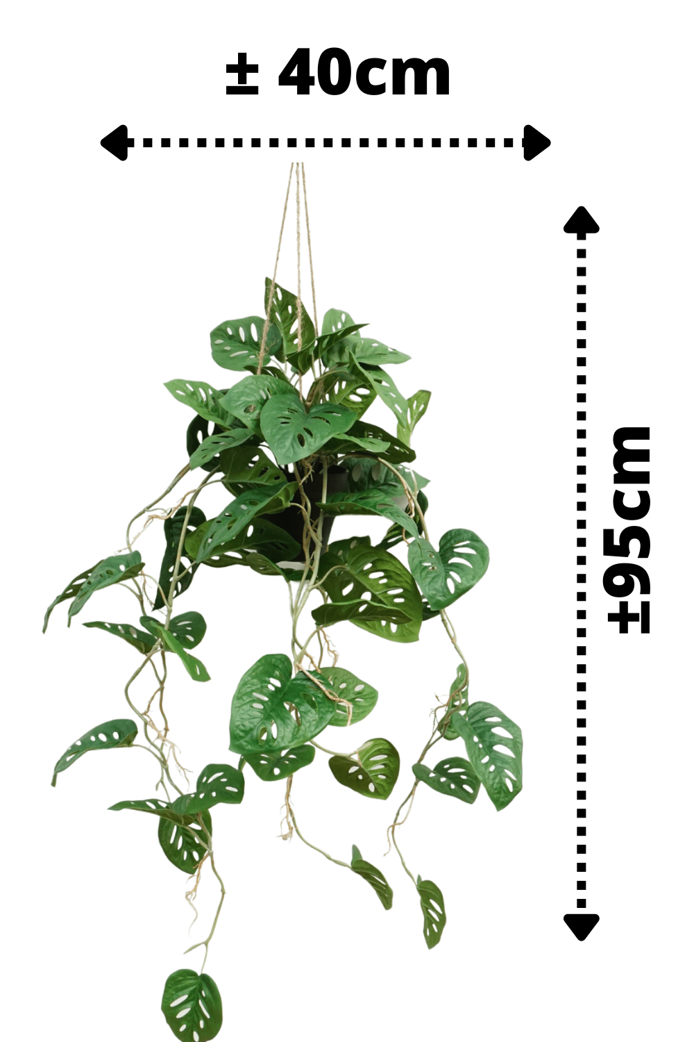 afmetingen Monstera Monkey Bush Kunst Hangplant 95cm